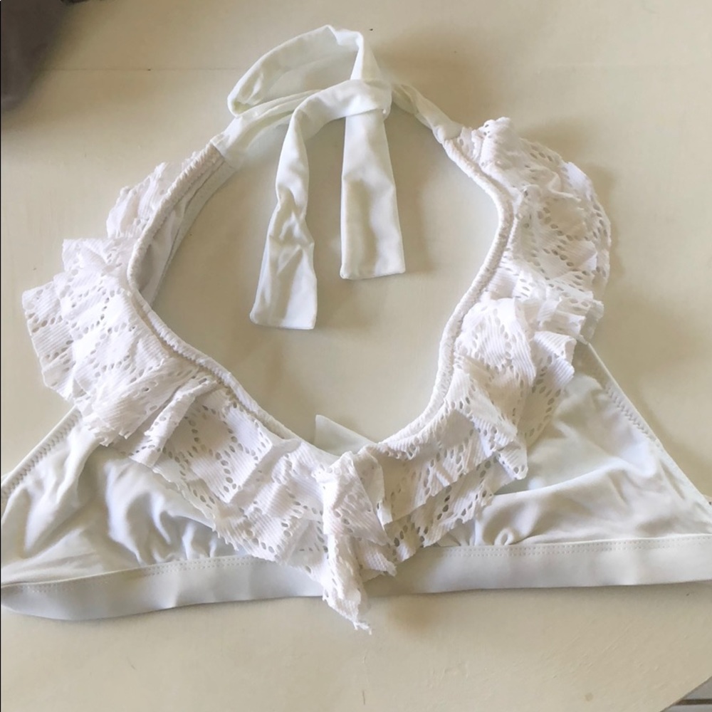 Jessica Simpson White ruffle bathing suit top XL